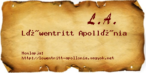 Löwentritt Apollónia névjegykártya